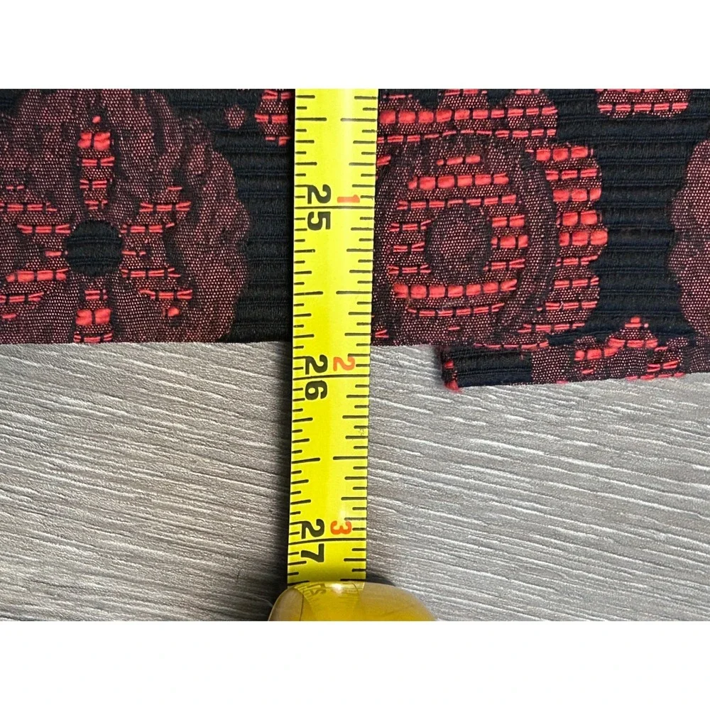 Boden Red Black Jacquard Floral Pencil Skirt US 8L Lined Knee Length Academia